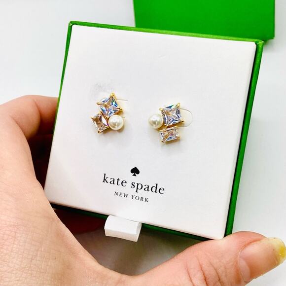 Kate Spade Victoria Gold and Pearl Stud Earrings - Picture 6 of 9